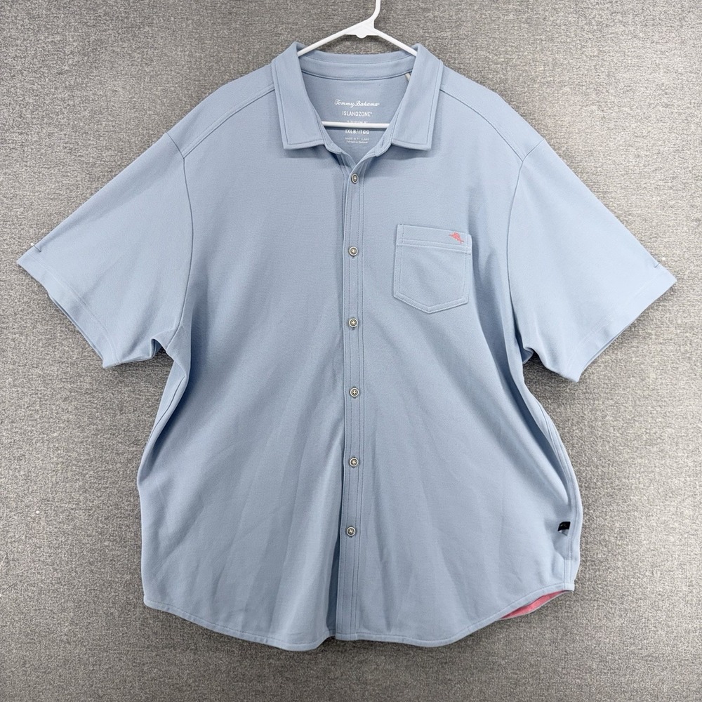 Tommy Bahama Islandzone Supima Shirt Men Size 1XLB Blue Short Sleeve